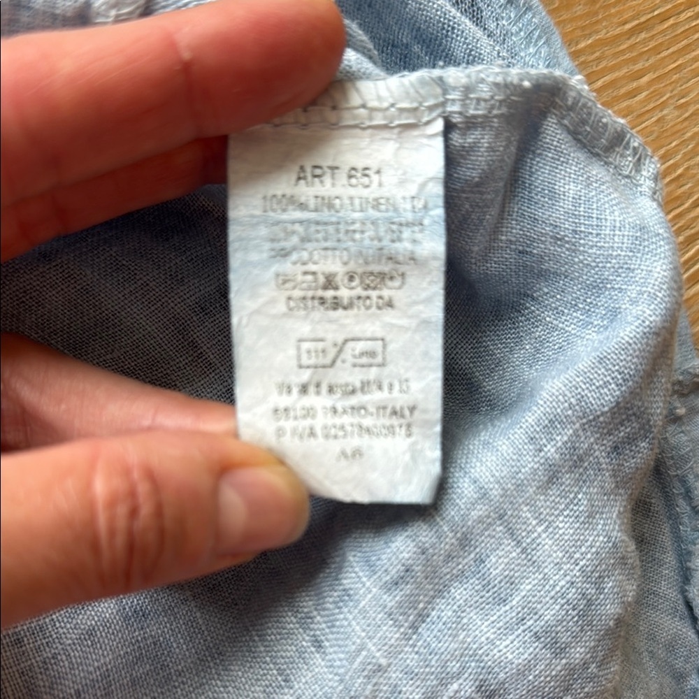 Made in Italy Blue Short Sleeve Linen Tee - Picture 3 of 4
